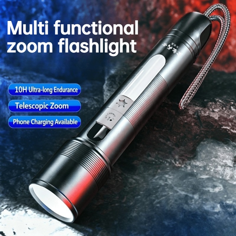 Outdoor Powerbank - Multi Functional LED Flashlight Zoomable COB