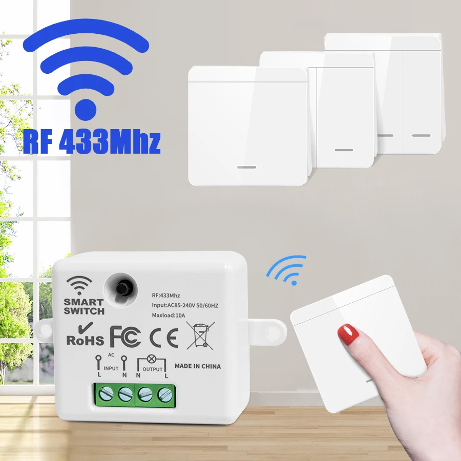 Outdoor Power Outlet With Remote Control - Wireless Wall Light Switch 433Mhz 1/2/3