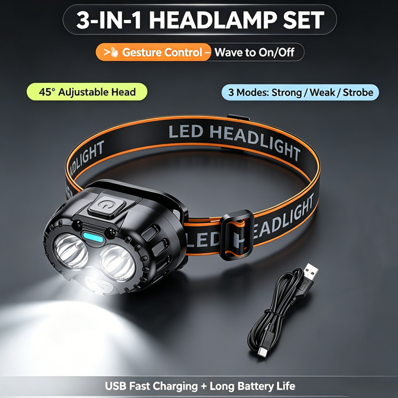 Outdoor Power Head - Powerful LED Headlamp IPX4 Waterproof Emergency