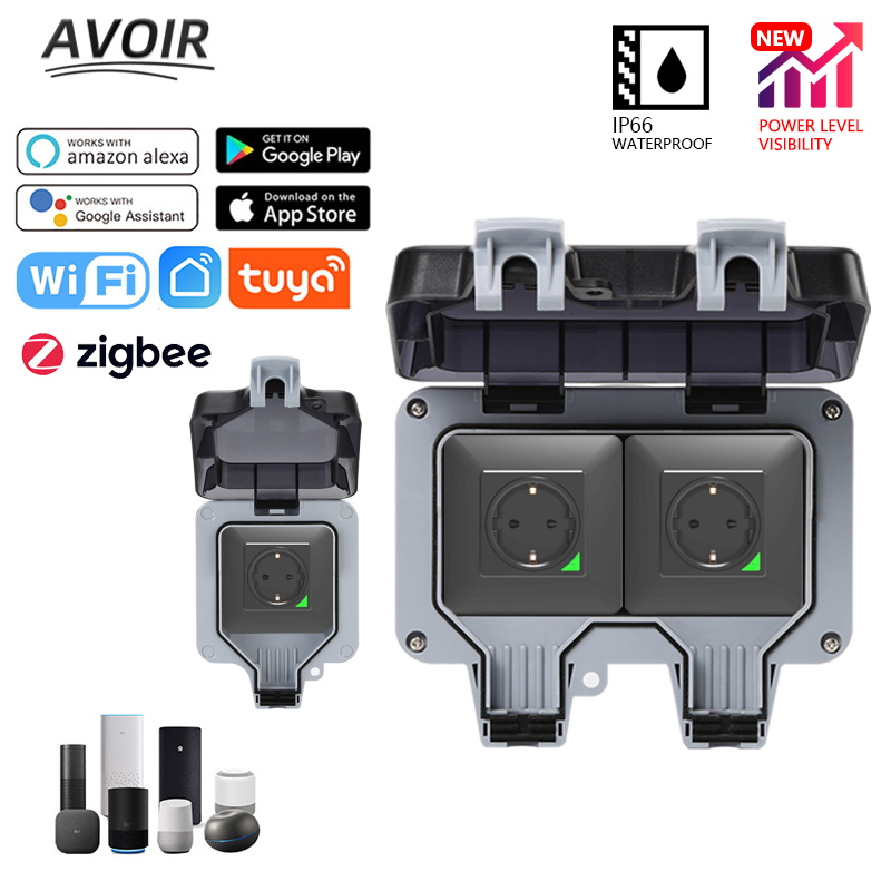 Outdoor Power Outlet With Remote Control - Avoir Tuya Zigbee Electrical Outlets IP66