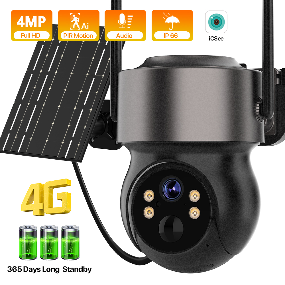 Panel Power Outdoor - 4MP 4G SIM Solar Battery Powered