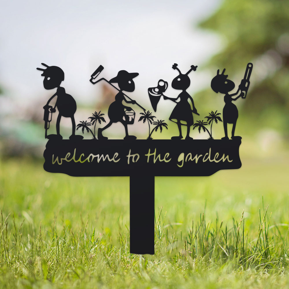 Outdoor Power Stake - 1pc Metal Rustic Metal Ant Silhouette