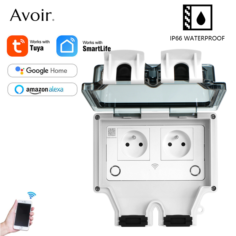 Outdoor Power Outlet With Remote Control - Avoir Tuya Power Socket IP66 Outdoor