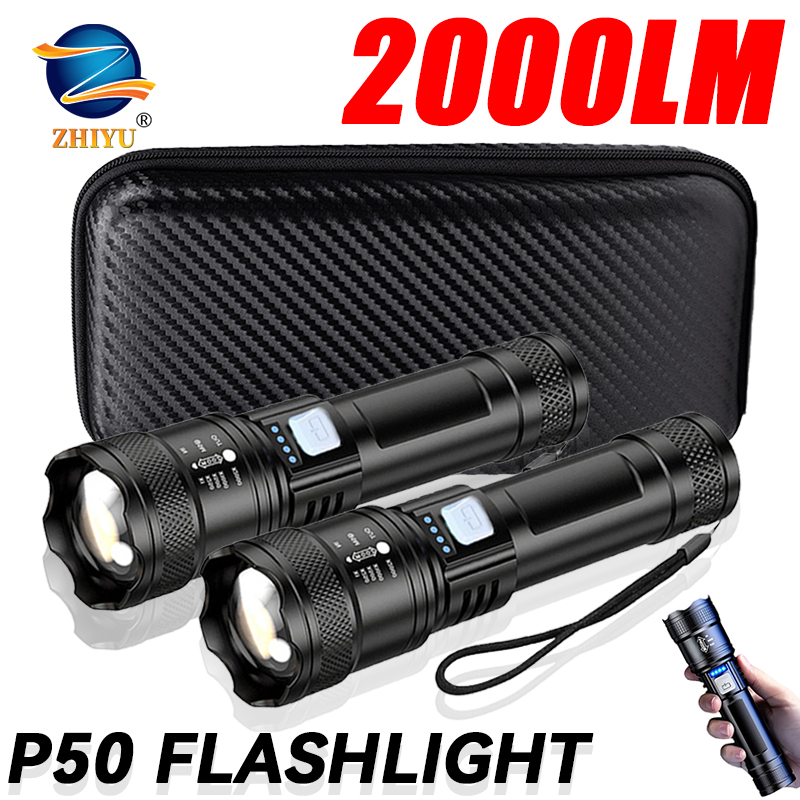 Outdoor Powerbank - Tactical LED Flashlight 2000LM USB Rechargeable