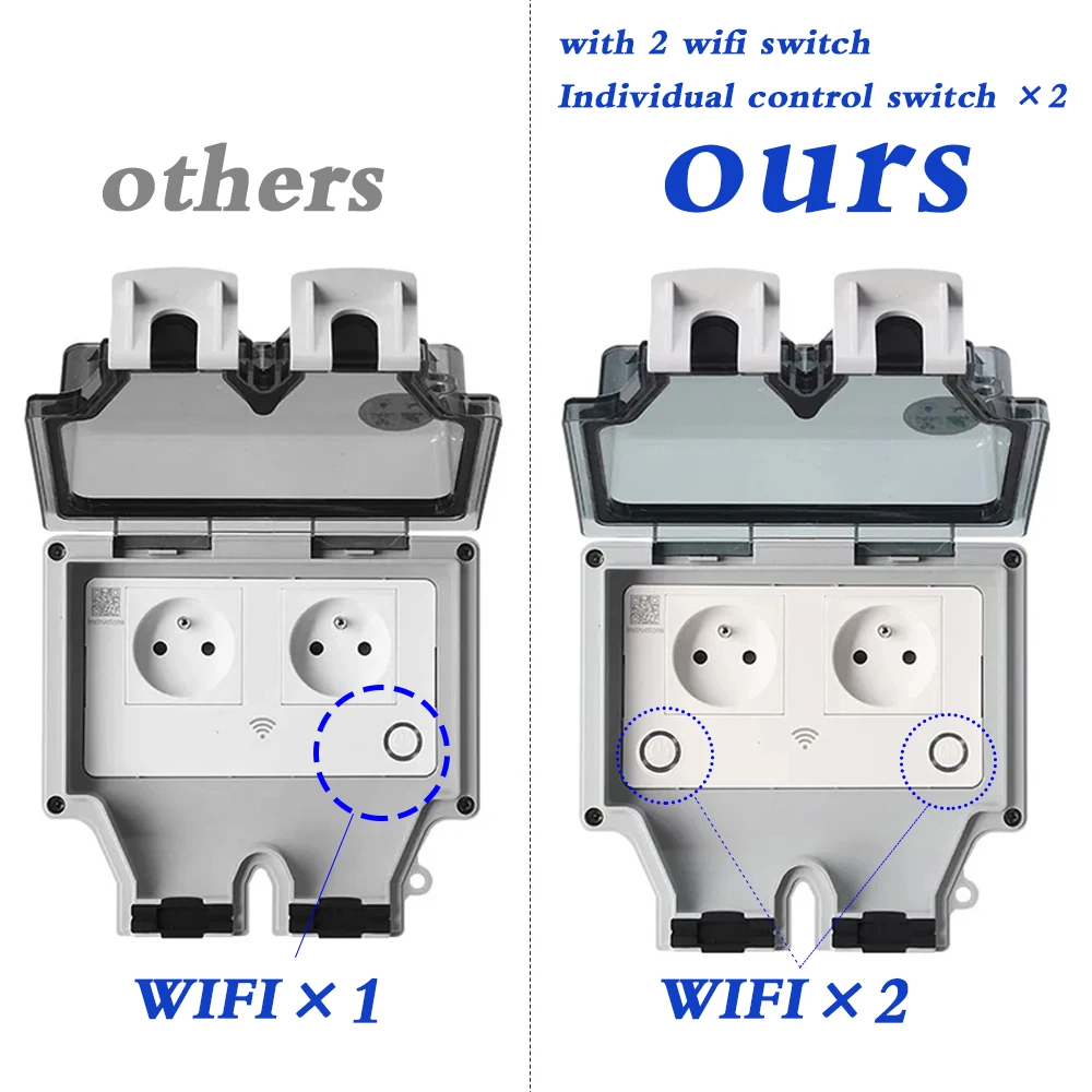 Outdoor Power Outlet With Remote Control - EU FR smart Tuya Waterproof Electrical