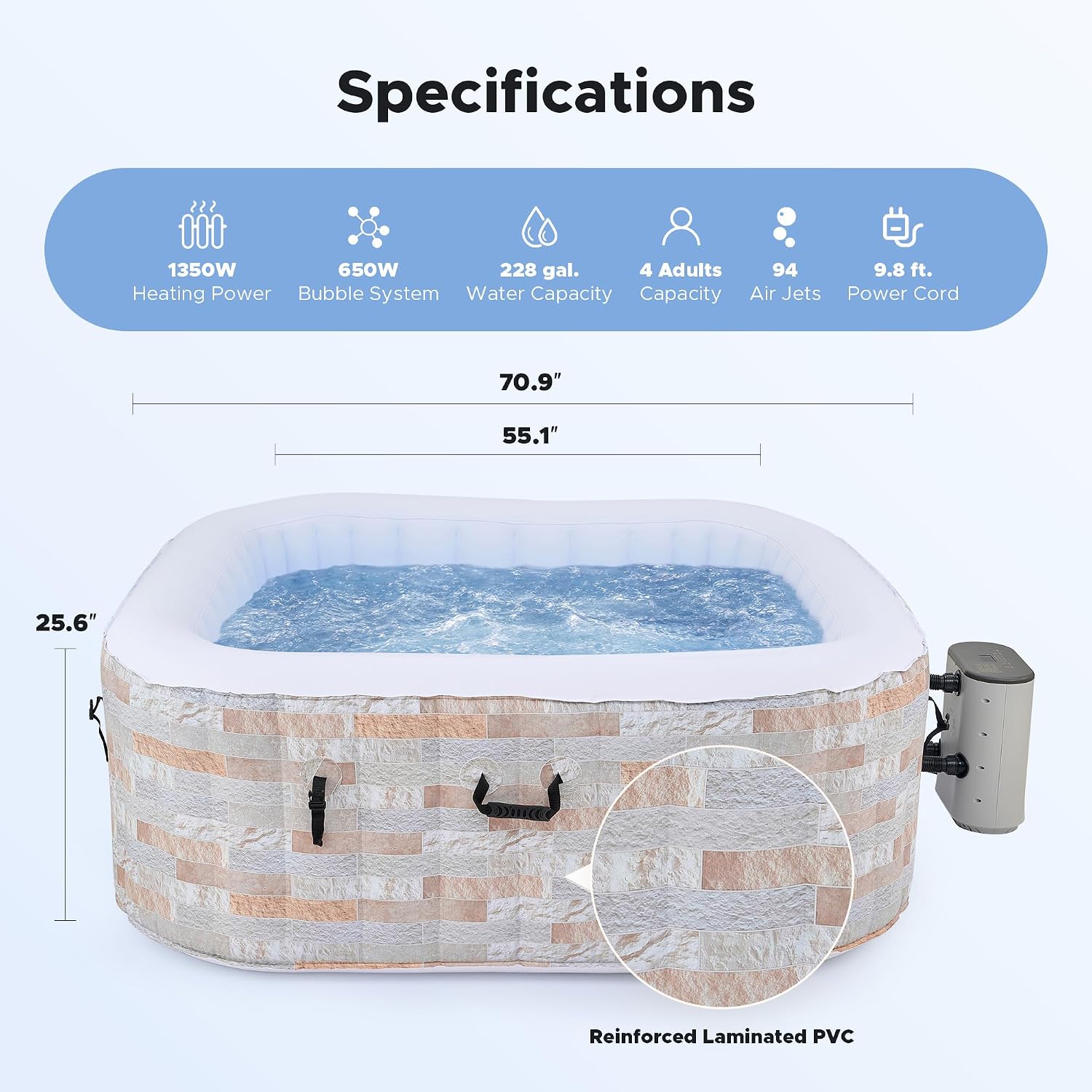 6ft Inflatable Hot Tub, 4-Pers - Outdoor Power For Hot Tub recension och pris