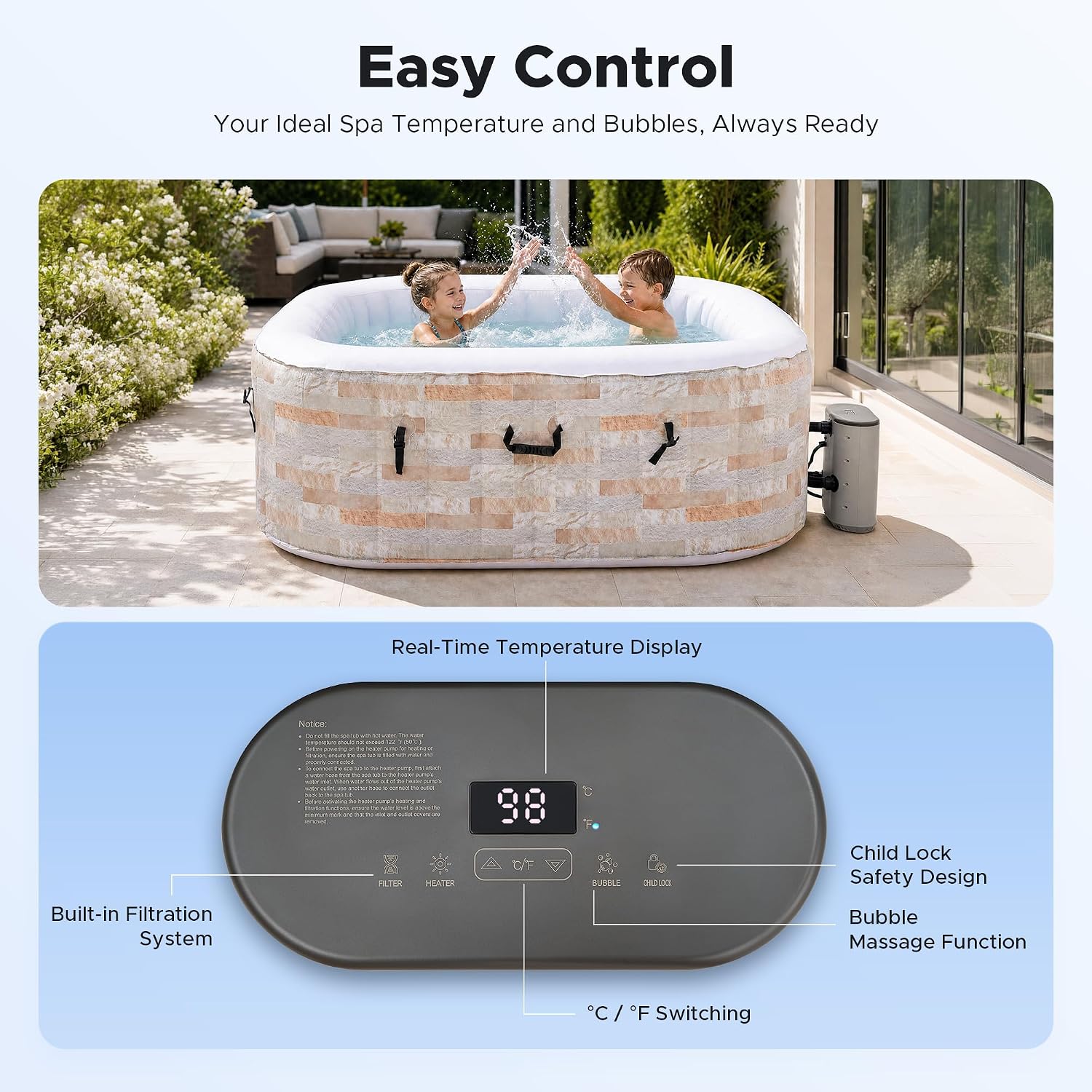 6ft Inflatable Hot Tub, 4-Pers - Outdoor Power For Hot Tub recension och pris