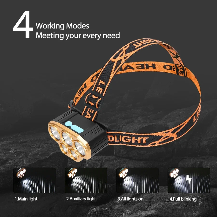 Rechargeable 5 LED Headlight U - Outdoor Power Head recension och pris