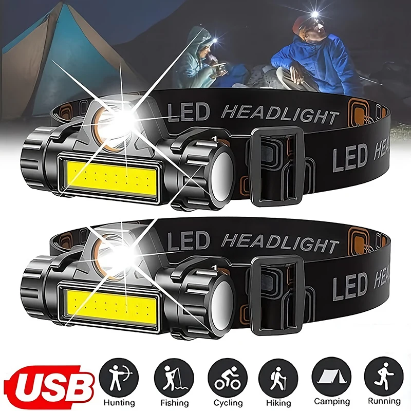 Rechargeable COB LED USB Headl - Outdoor Power Head recension och pris