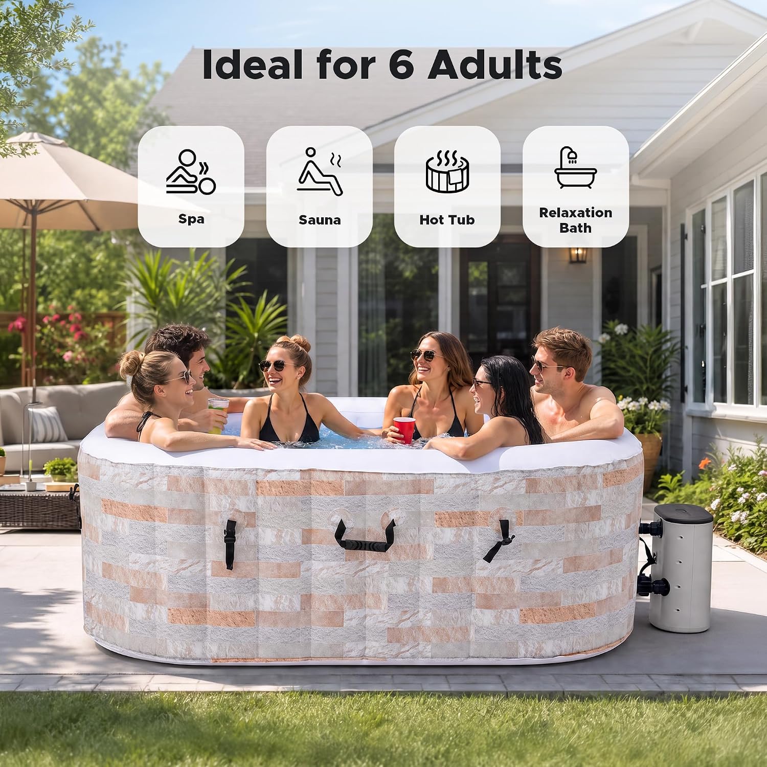 6.5ft Inflatable Hot Tub, 6-Pe - Outdoor Power For Hot Tub recension och pris