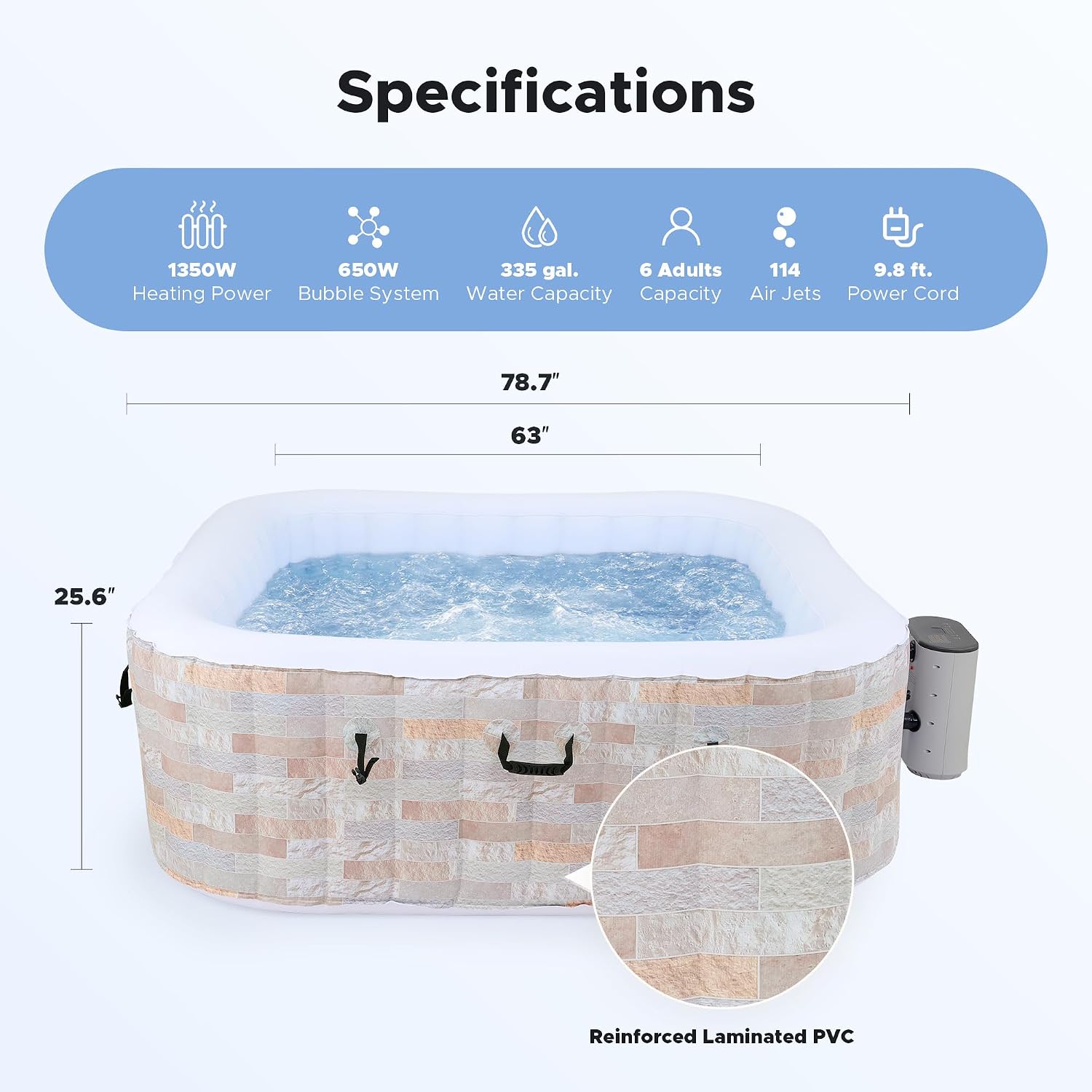 6.5ft Inflatable Hot Tub, 6-Pe - Outdoor Power For Hot Tub recension och pris
