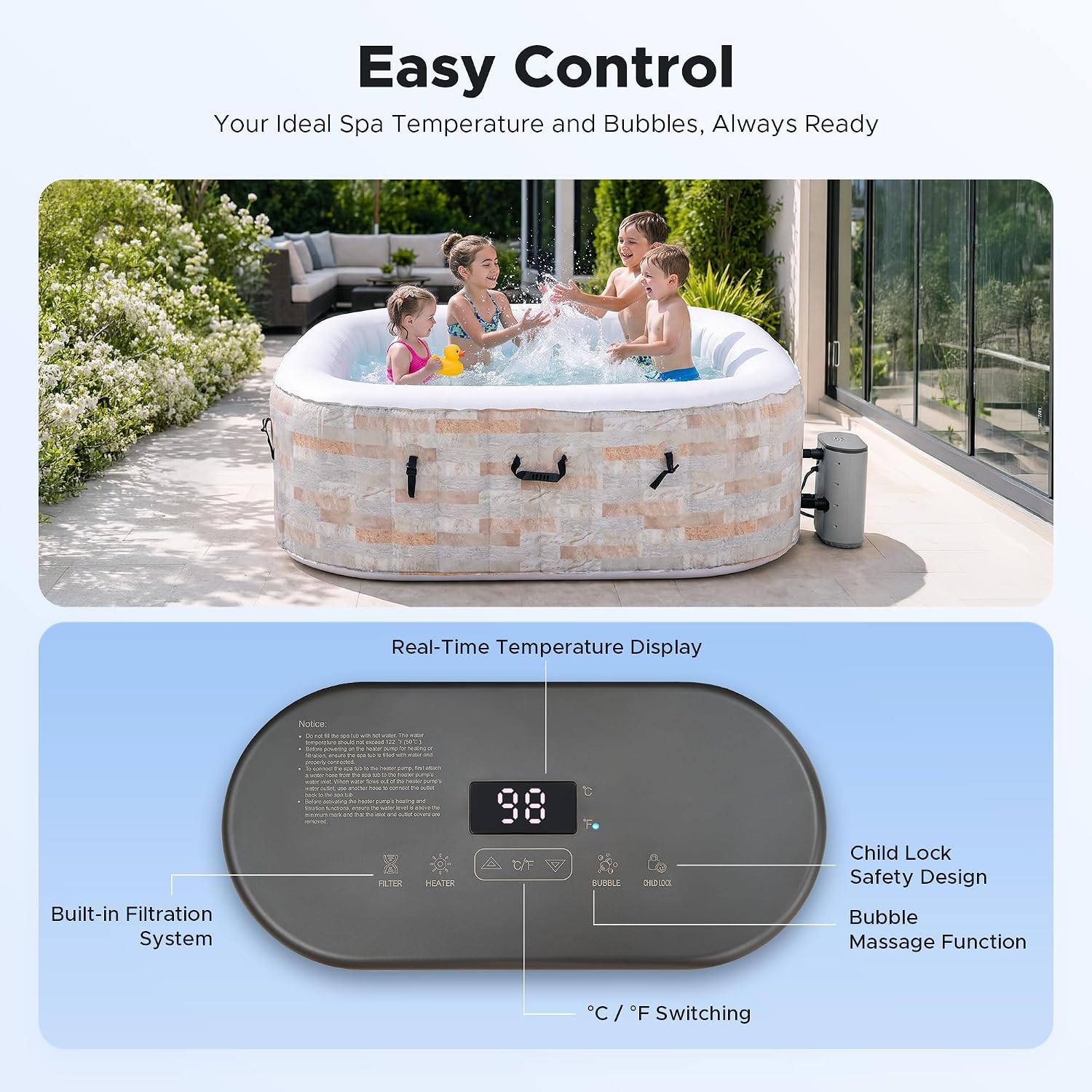 6.5ft Inflatable Hot Tub, 6-Pe - Outdoor Power For Hot Tub recension och pris