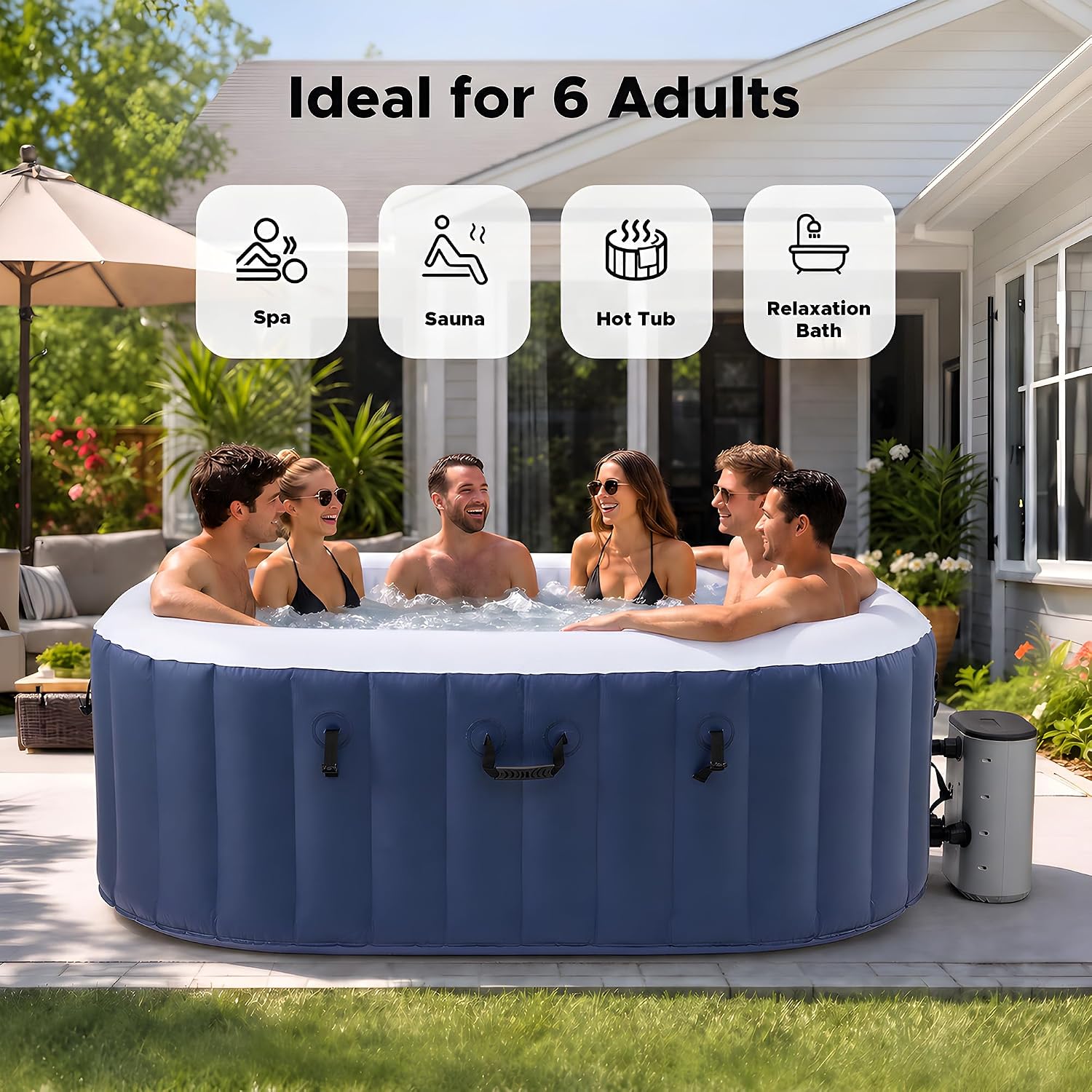 6.5ft Inflatable Hot Tub, 6-Pe - Outdoor Power For Hot Tub recension och pris