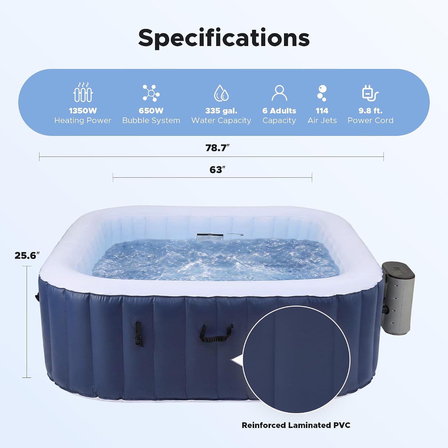 6.5ft Inflatable Hot Tub, 6-Pe - Outdoor Power For Hot Tub recension och pris