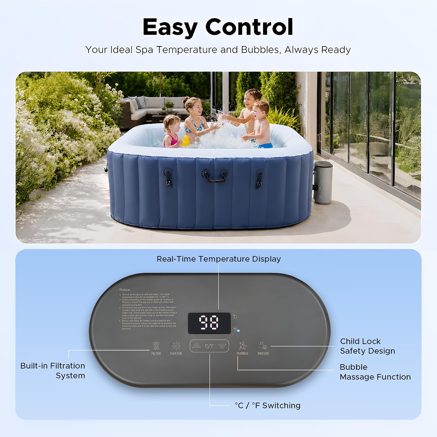 6.5ft Inflatable Hot Tub, 6-Pe - Outdoor Power For Hot Tub recension och pris