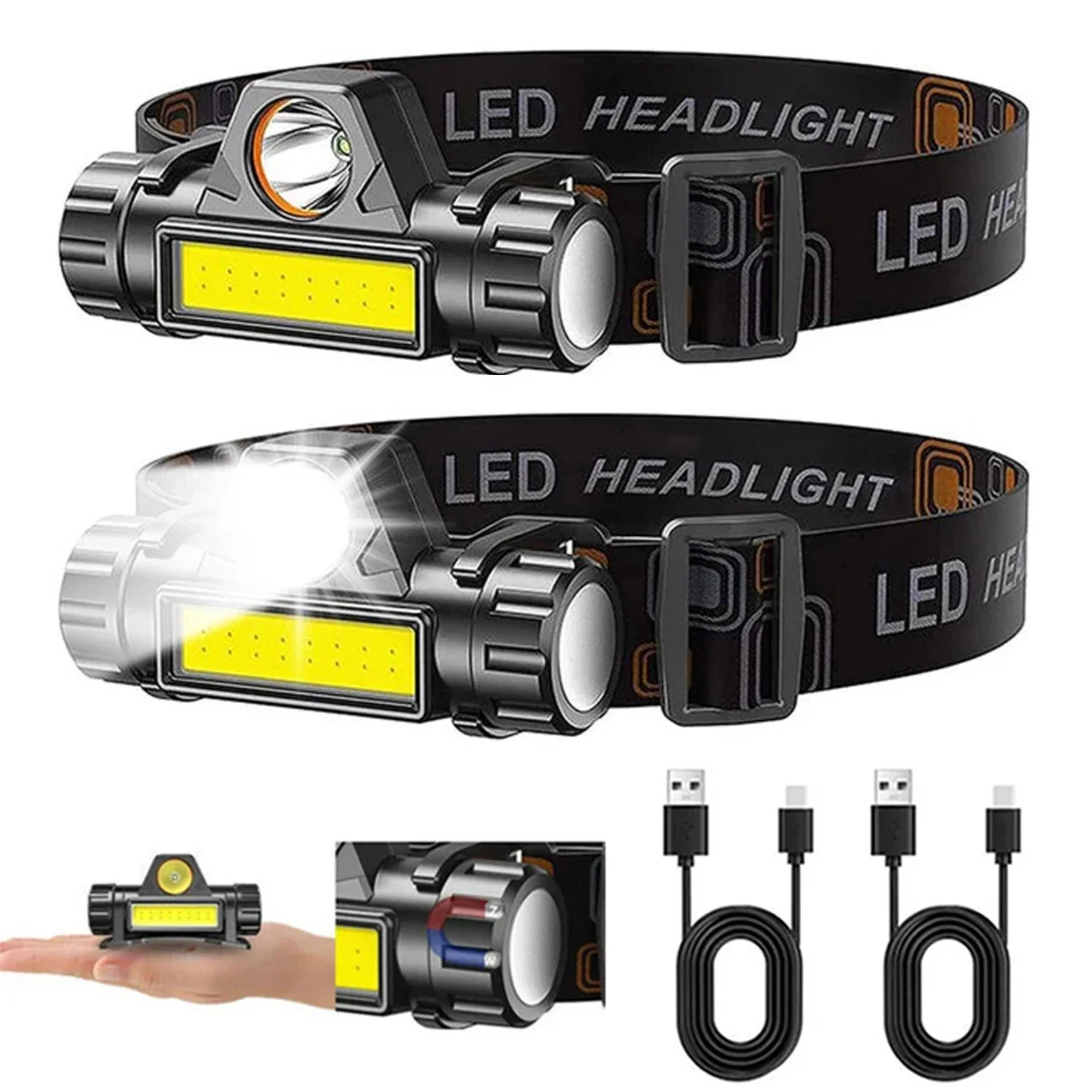 1-3PCS Rechargeable COB LED He - Outdoor Power Head recension och pris