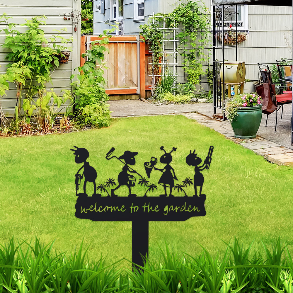 1pc Metal Rustic Metal Ant Sil - Outdoor Power Stake recension och pris