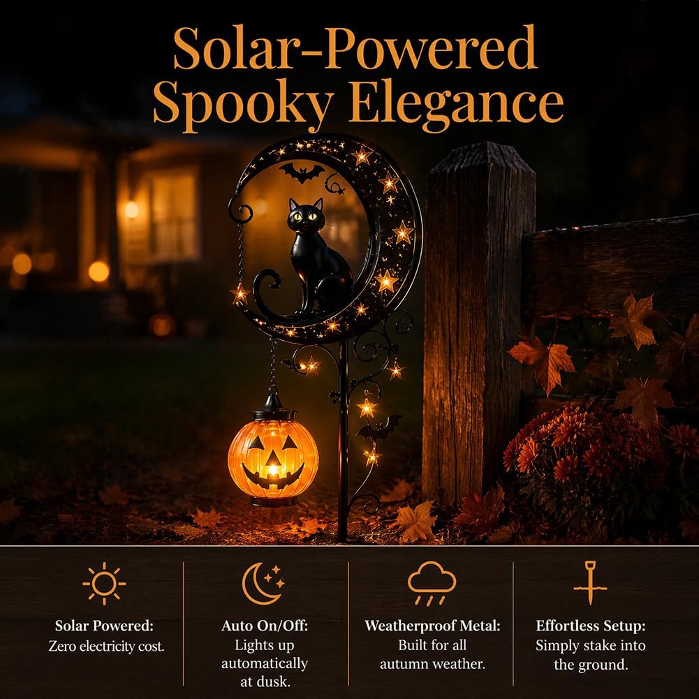 Solar Halloween Black Cat & Pu - Outdoor Power Stake recension och pris