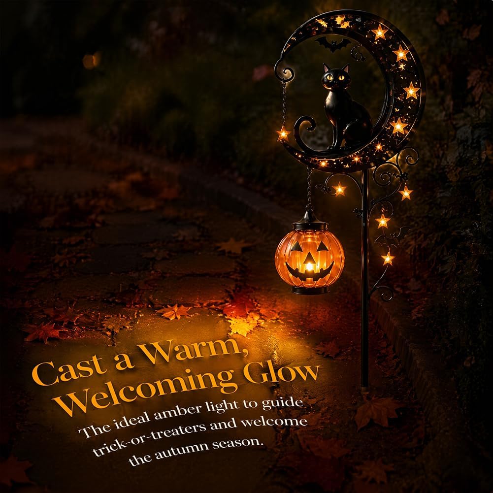 Solar Halloween Black Cat & Pu - Outdoor Power Stake recension och pris