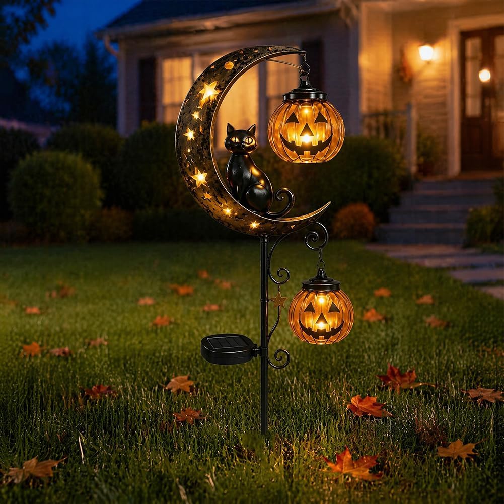 Solar Halloween Black Cat & Pu - Outdoor Power Stake recension och pris