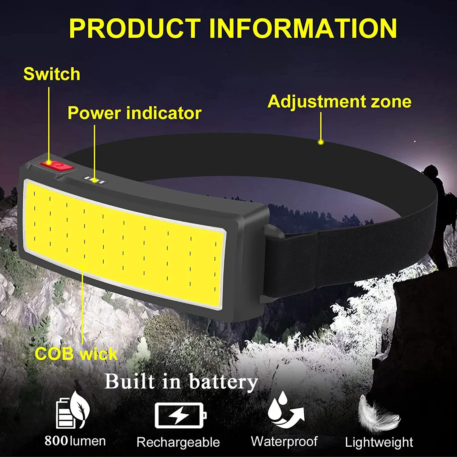 Powerful COB LED Headlamp Type - Outdoor Power Head recension och pris