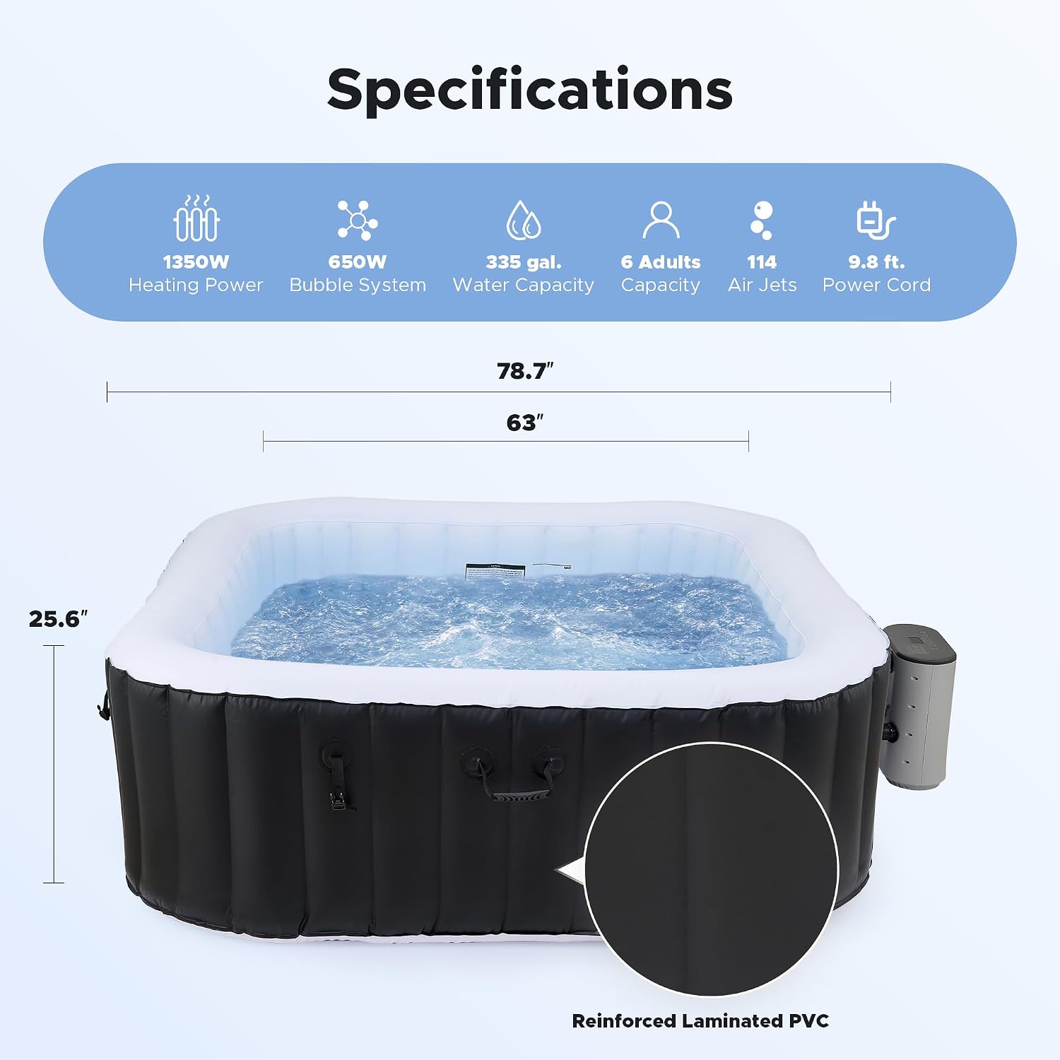 6.5ft Inflatable Hot Tub, 6-Pe - Outdoor Power For Hot Tub recension och pris