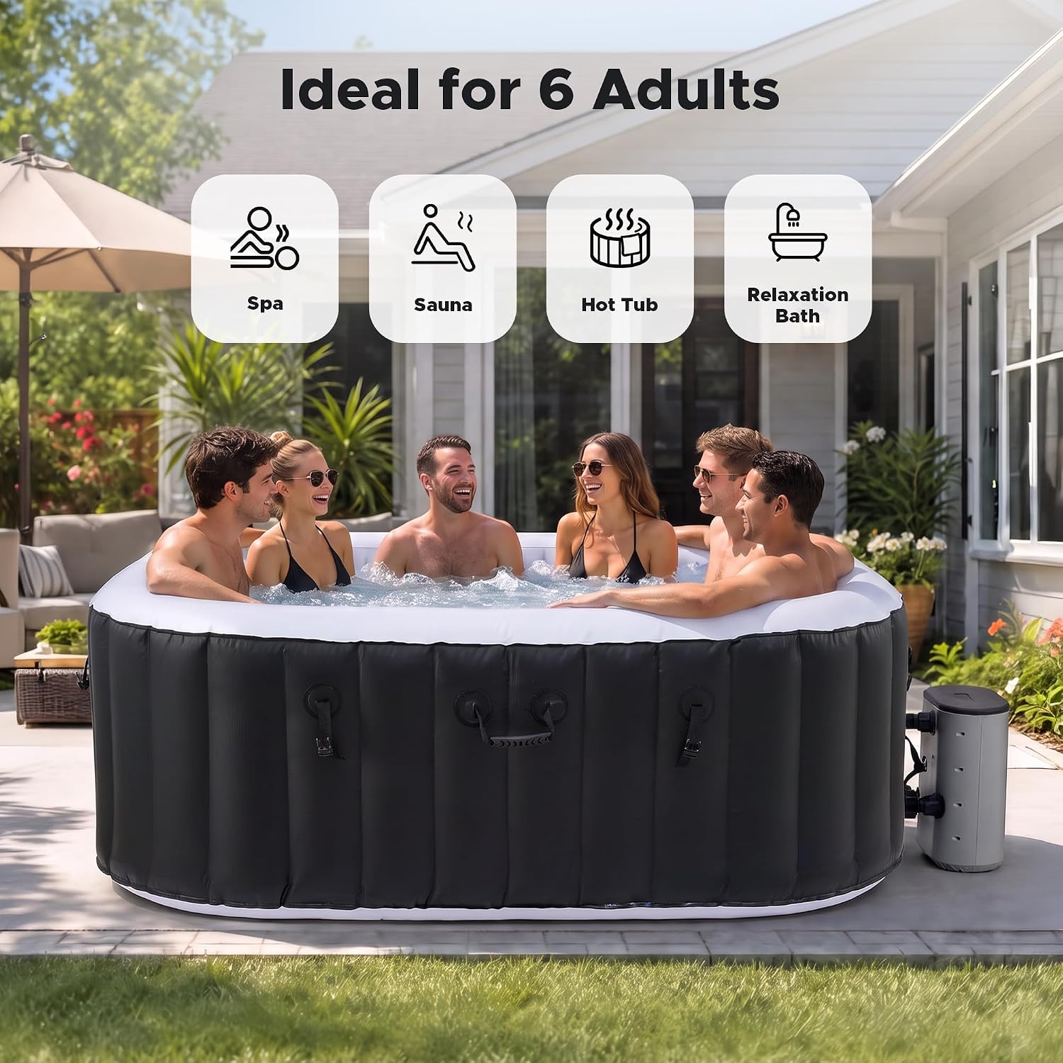 6.5ft Inflatable Hot Tub, 6-Pe - Outdoor Power For Hot Tub recension och pris