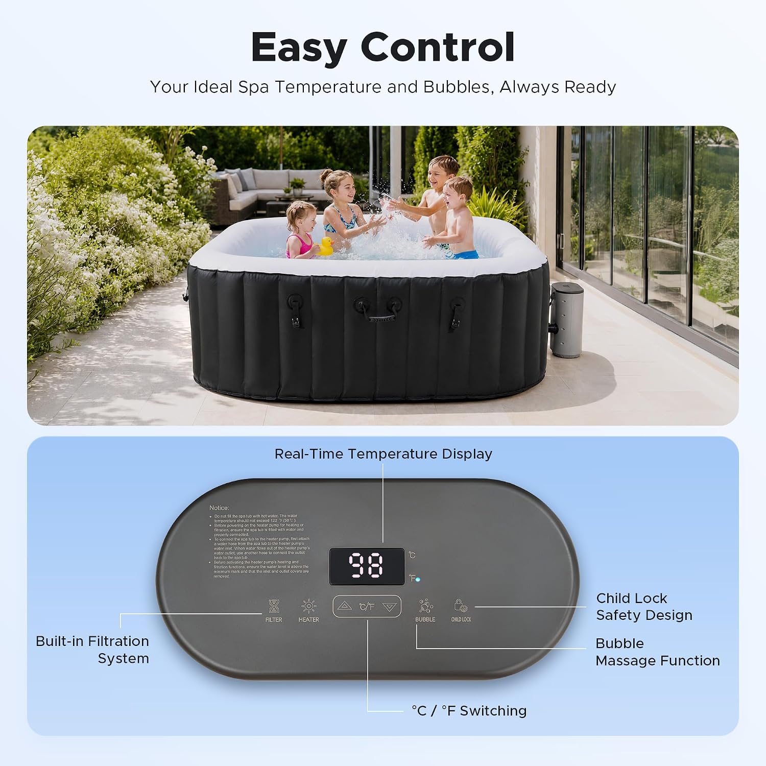 6.5ft Inflatable Hot Tub, 6-Pe - Outdoor Power For Hot Tub recension och pris