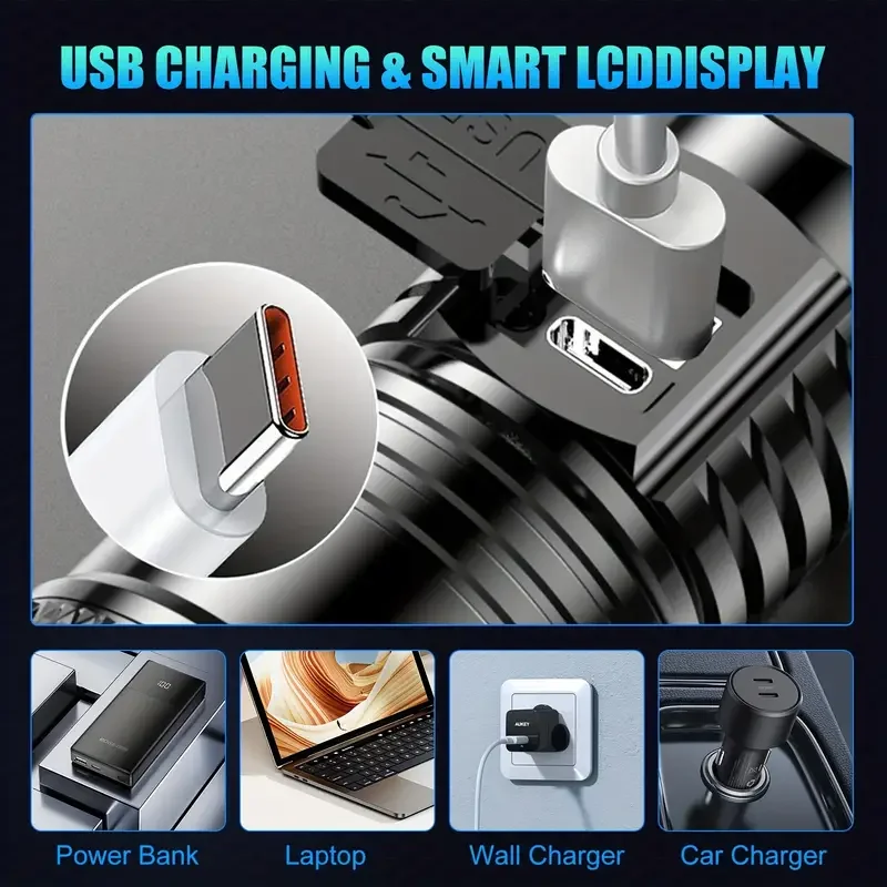 Tactical LED Flashlight 2000LM - Outdoor Powerbank recension och pris