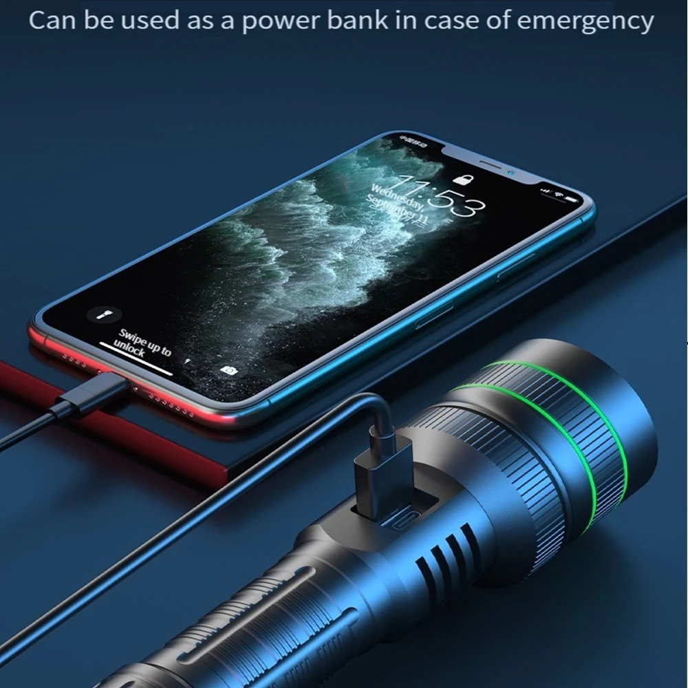 Powerful LED Flashlight Zoomab - Outdoor Powerbank recension och pris