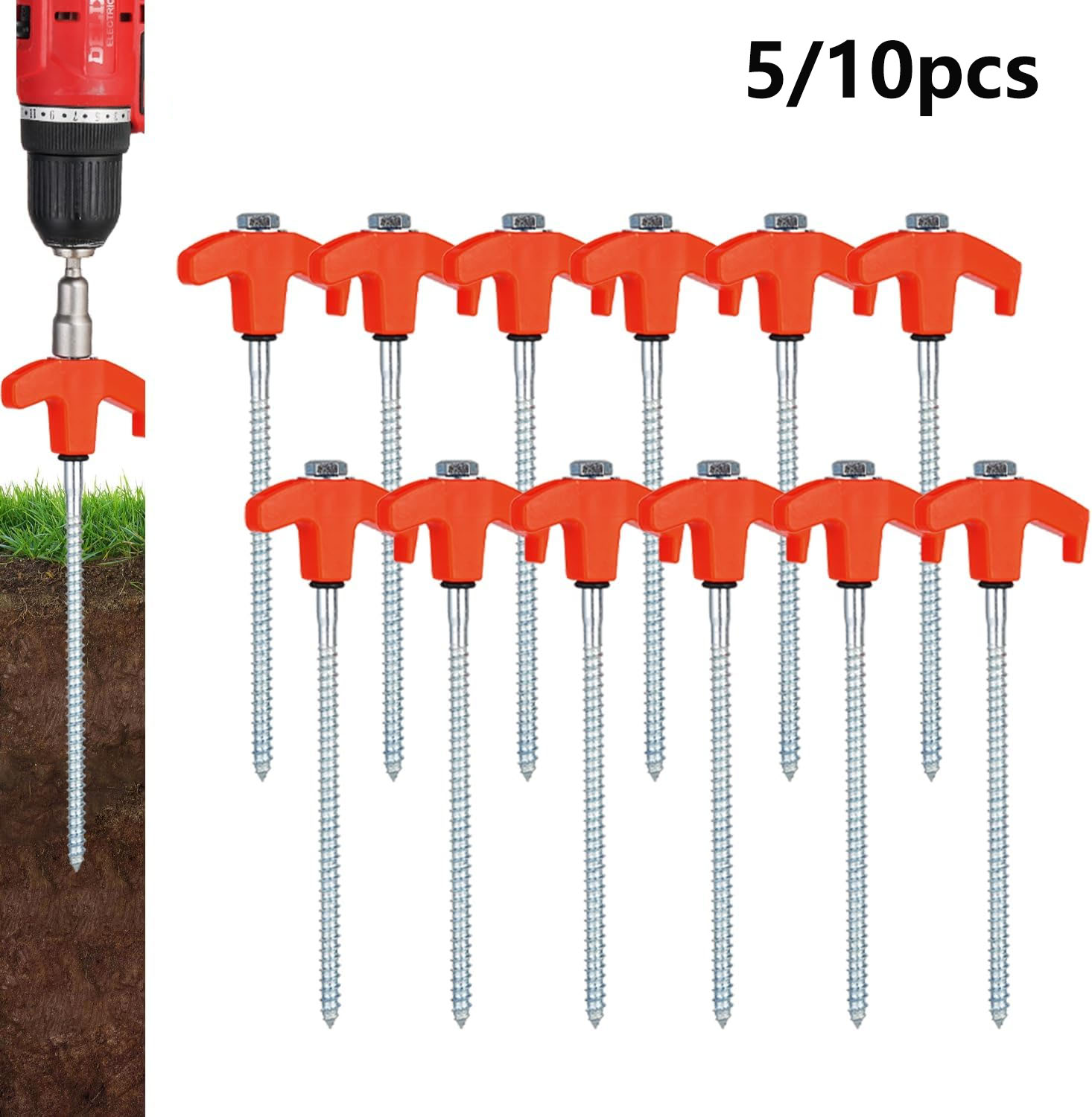 5/10pc Screw in Tent Stakes He - Outdoor Power Stake recension och pris