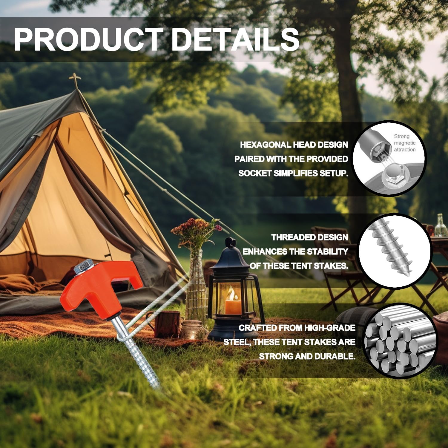 5/10pc Screw in Tent Stakes He - Outdoor Power Stake recension och pris